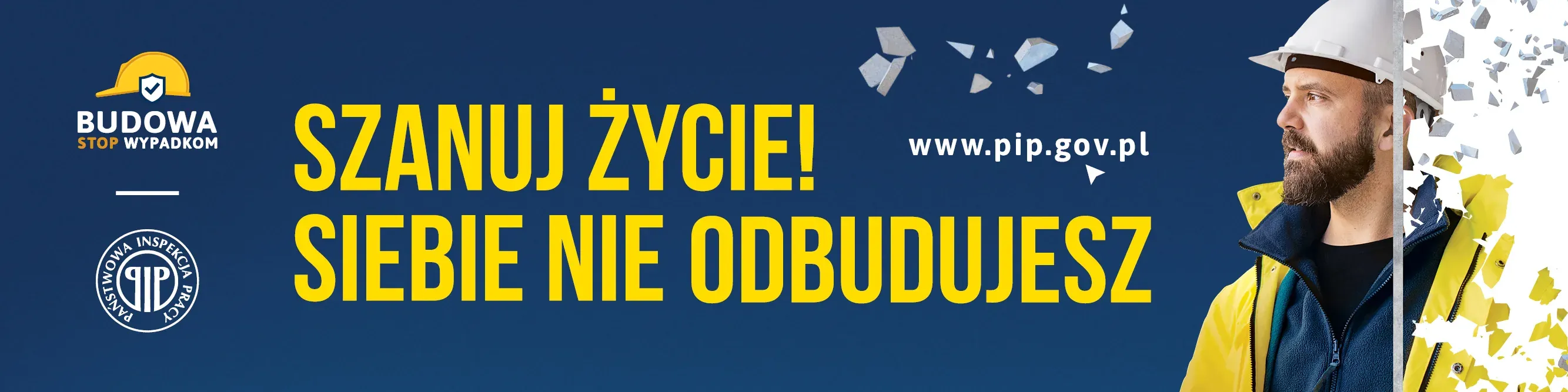 Baner graficzny z napisem Szanuj życie! Siebie nie odbudujesz