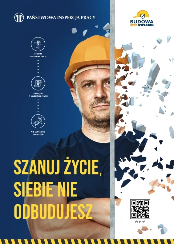 Plakat kampanii "Szanuj życie, siebie nie odbudujesz"